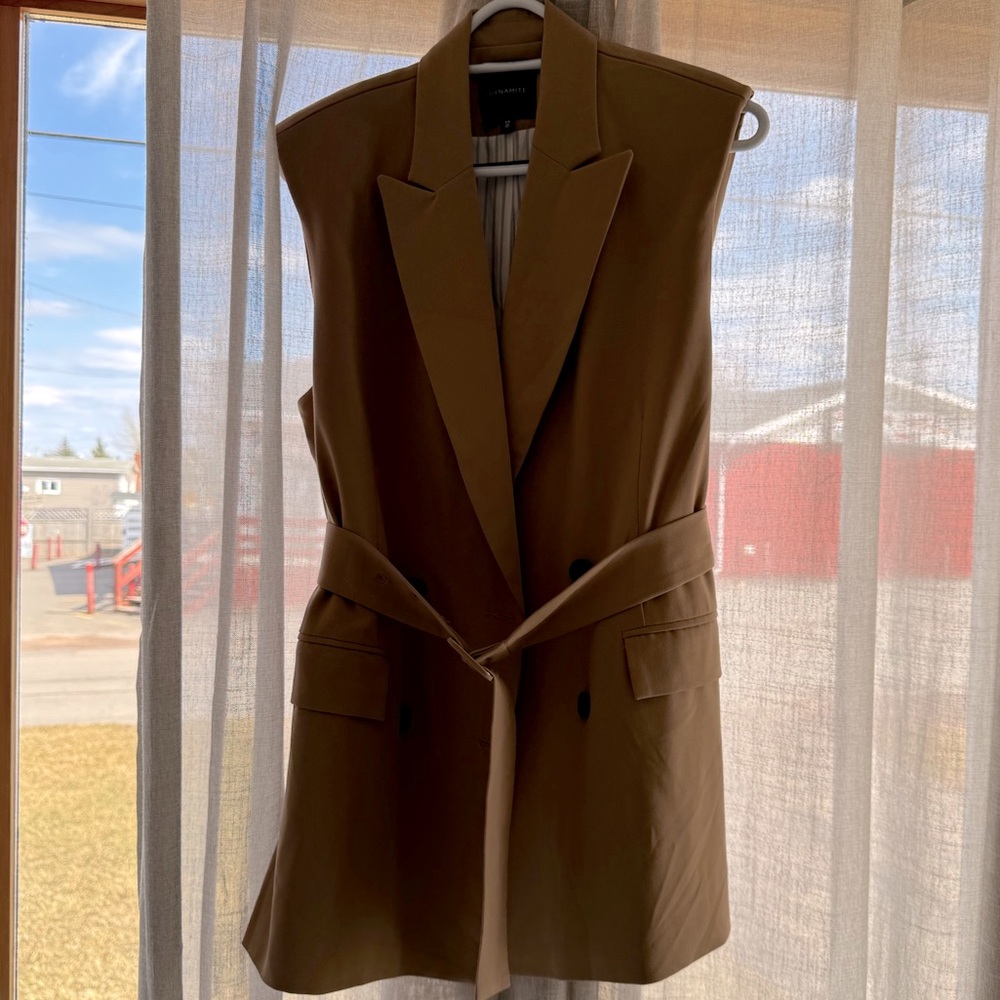 Dynamite Tan Blazer Vest with Belt